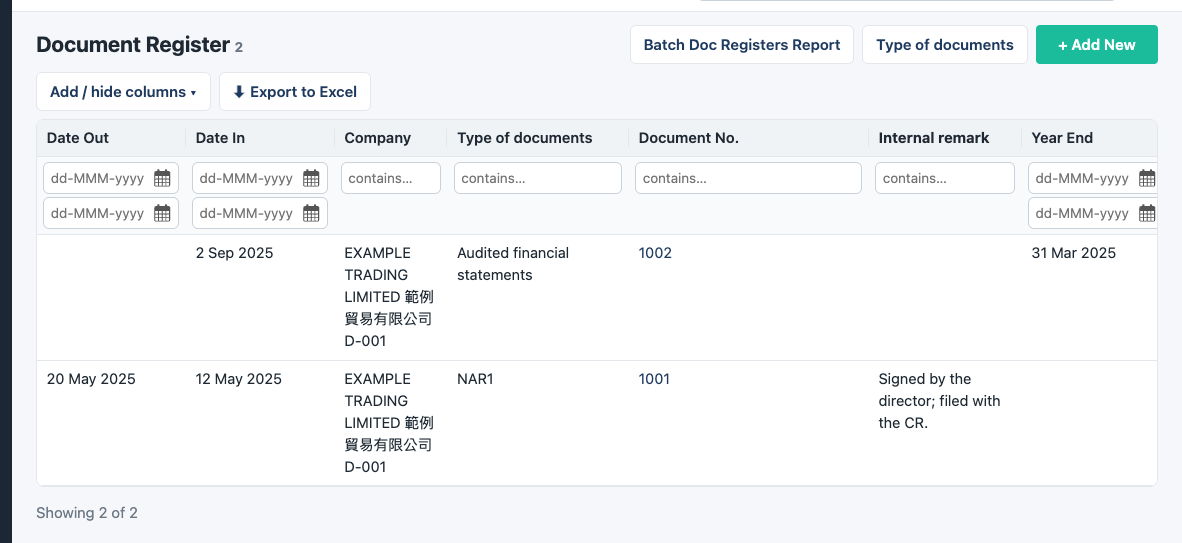 The Document Register.